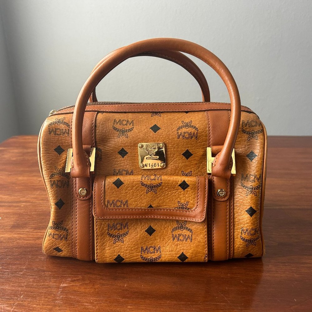 MCM Nano Boston Bag Logo